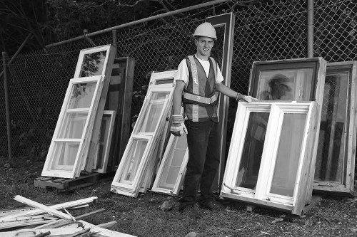 Construction site with organized waste clearance in Notting Hill